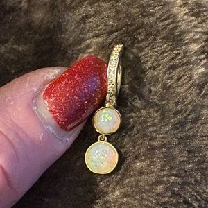 Belly Ring- Daggling simulated Diamonds 14G Belly Button Ring Gold Tone